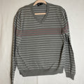 HUGO BOSS men's slim fit striped gray V-neck pullover sweater in size XL