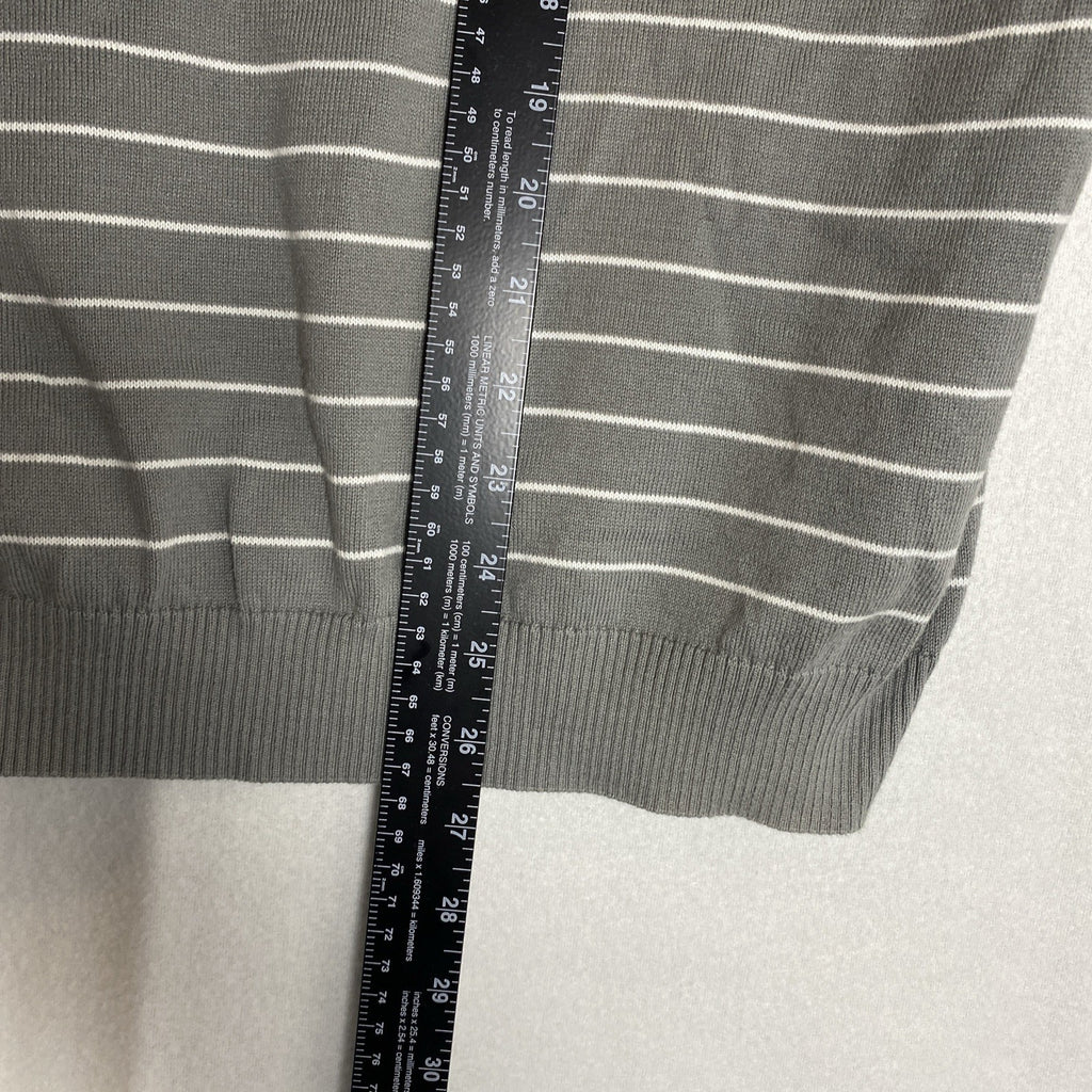 HUGO BOSS men's slim fit striped gray V-neck pullover sweater in size XL
