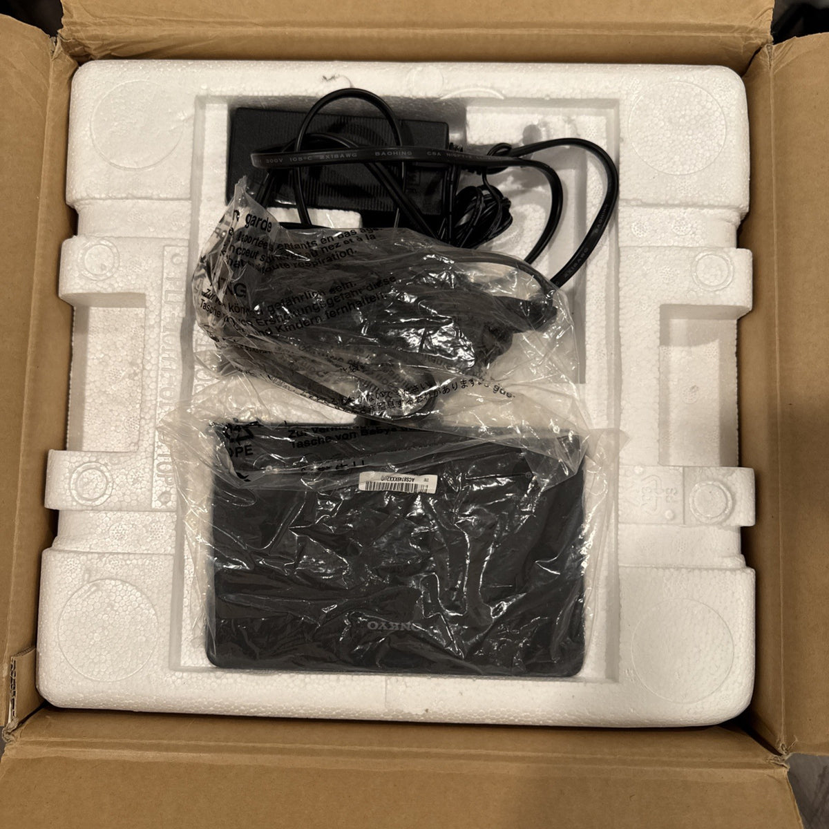 Onkyo LS3100 black 2.1 home theater speaker system with wireless subwoofer, satellite speakers, and original box
